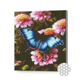 Бабочка на цветах, 30x40 см, алмазная мозаика