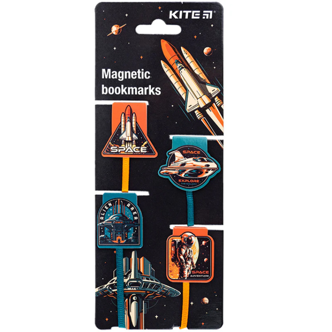 Semne de carte magnetice cu lasso Kite Space, 4 buc