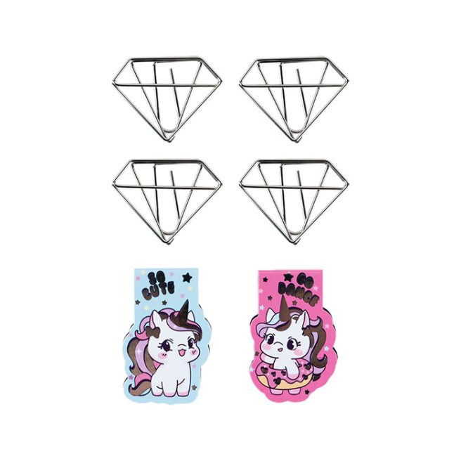 Semne de carte magnetice cu agrafe Diamond, 6 elemente