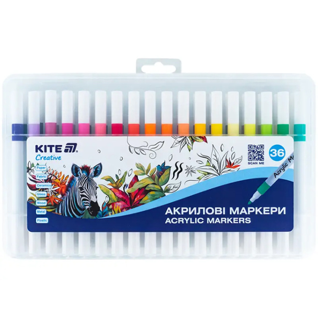 Маркеры акриловые, Kite Creative, набор 36 шт