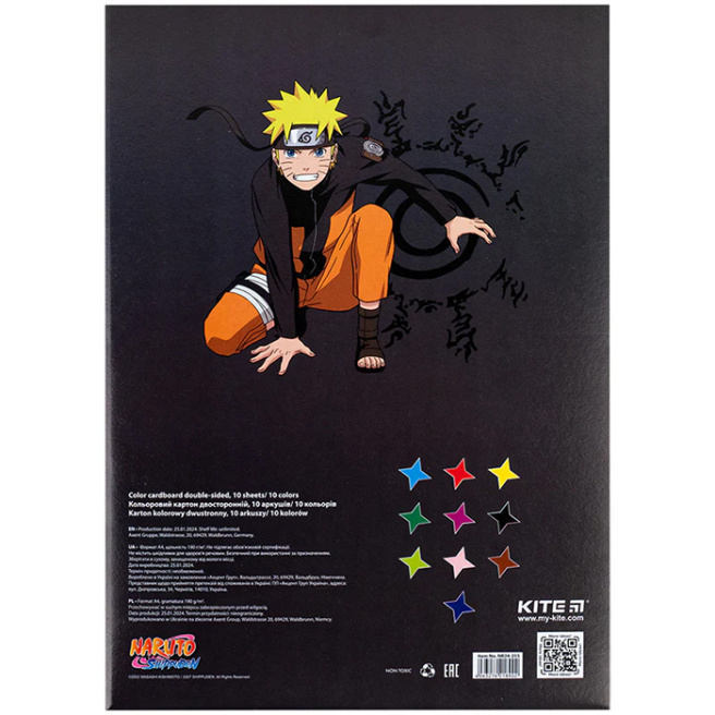 Set carton colorat A4 Kite Naruto 10 foi 10 culori