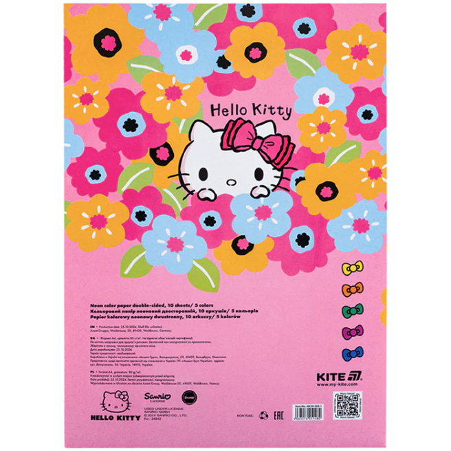 Set hîrtie colorată A4 Kite Hello Kitty 10 foi 5 culori