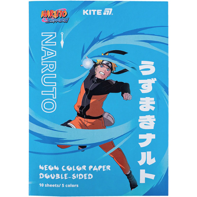 Set hîrtie colorată A4 Kite Naruto 10 foi 5 culori