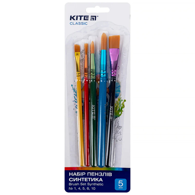 Set din 5 perii sintetice Kite Classic 1, 4, 5, 6, 10