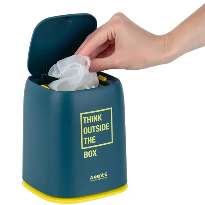 Coș de gunoi de masă cu capac mecanic, albastru indigo