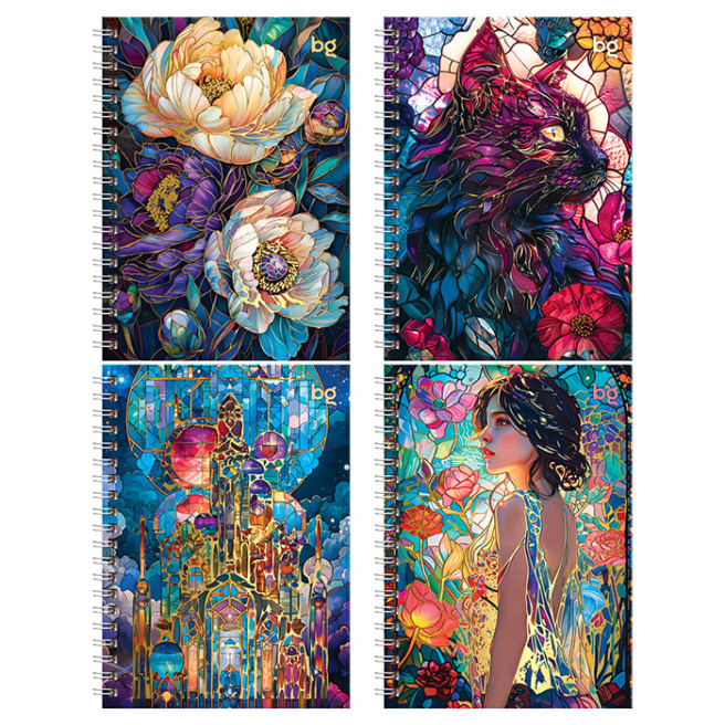Carnet notițe cu spiră A6 80 foi BG “Stained glass”, copertă tare