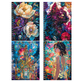 Carnet notițe cu spiră A6 80 foi BG “Stained glass”, copertă tare