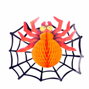 Halloween, Décor cu fagure Păianjen oranj 42 cm
