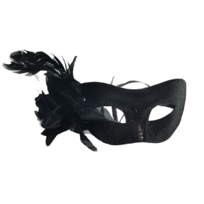 Halloween, Mască de bal mascat cu pene, neagră