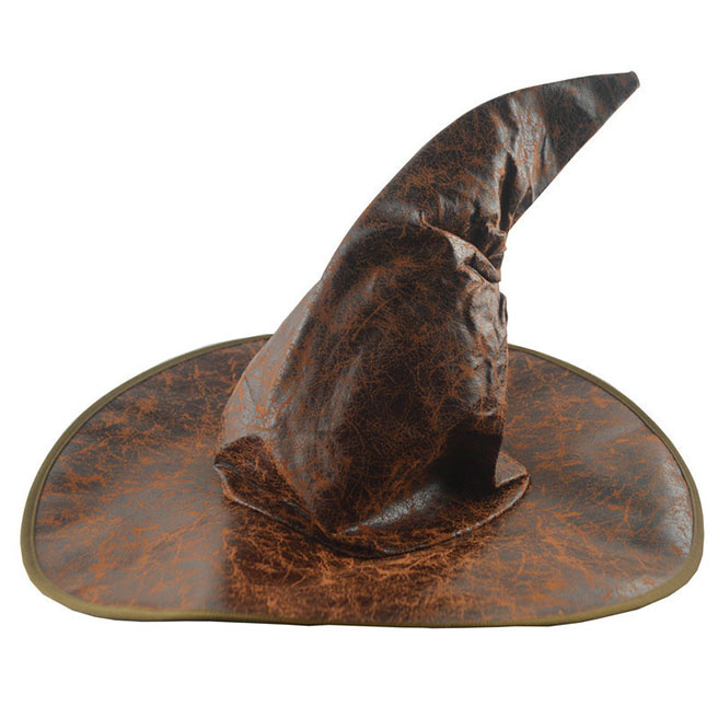 Halloween, Pălărie vrăjitoare, maro, piele artificială, 42 cm