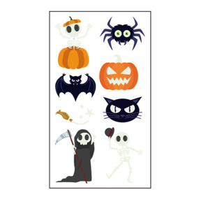 Halloween, Tatuaje fosforescente, dovleci, lilieci, păianjeni și o mumie