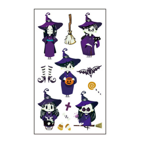 Halloween, Tatuaje fosforescente, schelete, pisici negre, mături și fantome