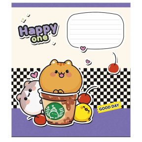 Тетрадь 12 листов клетка Школярик 3532 Happy one