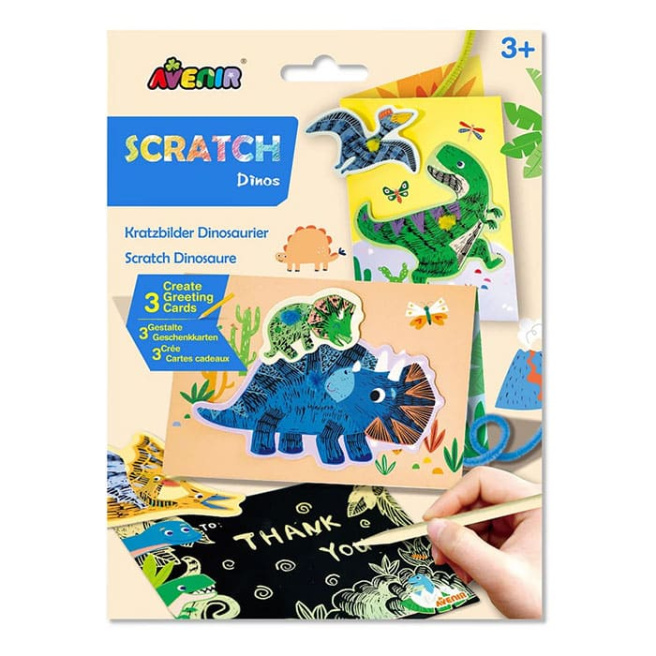 Cărți poștale razuibile cu dinozauri, 3 buc