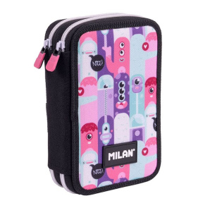 Пенал школьный Milan "Aliens" 2 отделениями с наполнением
