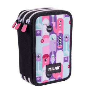 Пенал школьный Milan "Aliens" 3 отделениями с наполнением