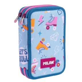 Пенал школьный Milan "Roller" 2 отделениями с наполнением