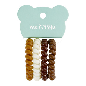 Elastice de păr MESHU Spiral - maro asortate 4 buc.