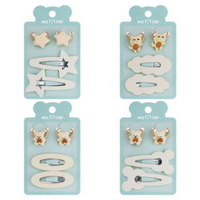 Set accesorii pentru păr MESHU Elastice + cleme de păr click-clack - 2 buc. + 2 buc.