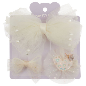 Agrafe MESHU Fundiță bej deschis cu toppers, 3 buc.