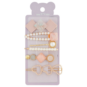 Agrafe MESHU Pearl/Heart 6 buc