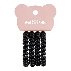 Elastice de păr MESHU Spiral - negru 4 buc.
