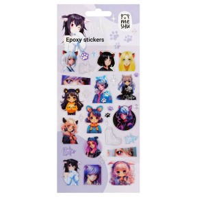 Autocolante cu gel MESHU "Neko", 10x23 cm, pachet euroagăț