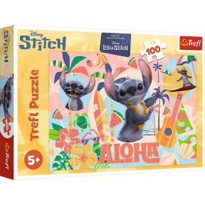 Puzzle "100” Stitch and friends in action / Disney Stitch The Movie