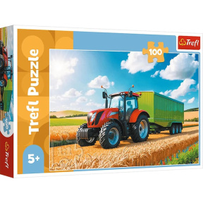 Puzzle "100” Mașini agricole - Tractor cu remorcă