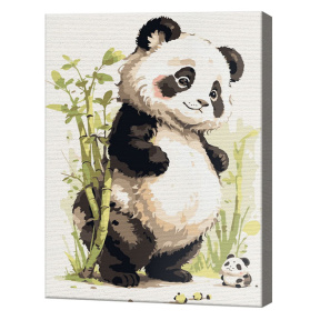 Pandă și bambus, 30x40 cm, pictură pe numere