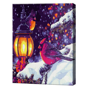 Кардинал на заснеженной ели, 30x40 см, картина по номерам