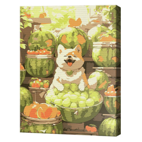 Счастливый сиба-ину, 30x40 см, картина по номерам