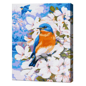 Птичка на цветущей веточке, 30x40 см, картина по номерам