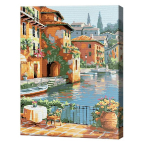 Городок на озере, 30x40 см, картина по номерам