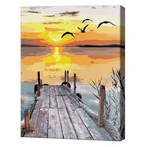 Деревянный пирс на озере, 30x40 см, картина по номерам