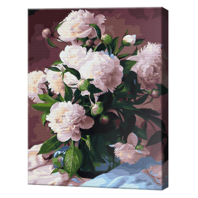 Белые пионы, 40х50 см, картина по номерам