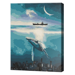 Встреча с китом, 40х50 см, картина по номерам