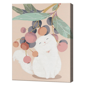 Pisicuță albă, 40x50 cm, pictură pe numere