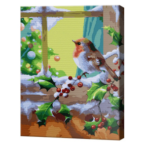 Птичка на веточке, 40x50 см, картина по номерам