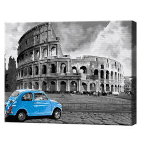 Голубое авто у Колизея, 40x50 см, картина по номерам