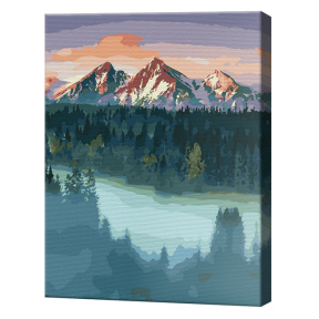 Туманный лес и горы, 40x50 см, картина по номерам