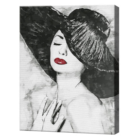 Девушка в шляпе, 40х50 см, картина по номерам