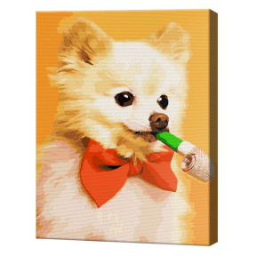 Праздничный щенок, 40х50 см, картина по номерам