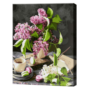 Сирень и кофе, 40х50 см, картина по номерам