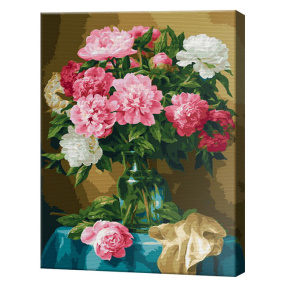 Белые и розовые пионы, 40х50 см, картина по номерам