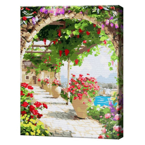 Terasă înflorită, 40x50 cm, pictură pe numere