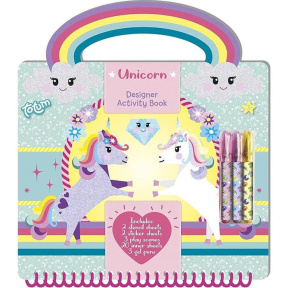 Unicorn Set creativ, cu șabloane, autocolante, foi de joc, pixuri gel