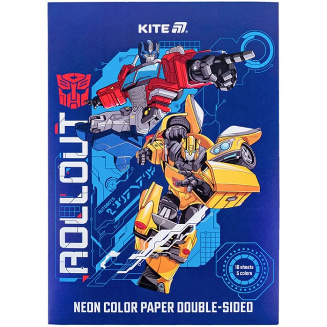 Hârtie colorată neon (10 coli/5 culori), A4 Transformers
