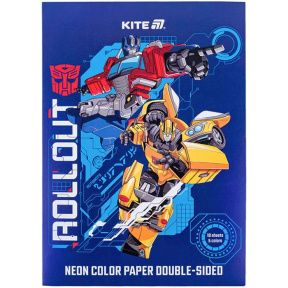Бумага цветная неоновая Kite (10 листов/5 цветов), A4 Transformers