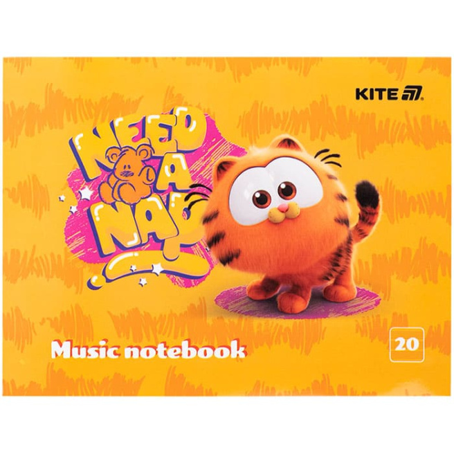 Caiet muzical Kite A5, 20 l, Garfield